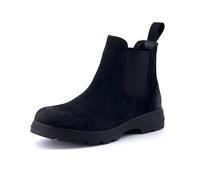CUSHIONAIRE Britain-L Womens Chelsea Boots, Genuine Suede Ankle Boots for Women with Cushioned Insole and Lug Sole, Black, 4.5 UK Wide