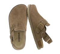 CUSHIONAIRE Brooklyn Women's Suede Clogs - Adjustable Slingback Clog Sandal with Buckle, Memory Foam, Wide Widths, Taupe Suede, 8.5 Wide