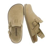 CUSHIONAIRE Brooklyn Women's Suede Clogs - Adjustable Slingback Clog Sandal with Buckle, Memory Foam, Wide Widths, Biscuit Suede, 7 Wide
