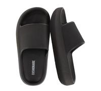 CUSHIONAIRE Feather-K Cloud Slides, EVA Waterproof Pool Sandals for Kids, Black, 5 Big Kid