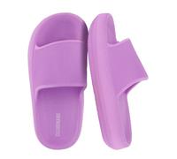 CUSHIONAIRE Feather-K Cloud Slides, EVA Waterproof Pool Sandals for Kids, Lavender, 5 Big Kid
