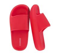 CUSHIONAIRE Feather-K Cloud Slides, EVA Waterproof Pool Sandals for Kids, Red, 5 Big Kid