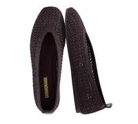 CUSHIONAIRE GILT Woven Ballet Flats for Women, Lightweight Knit Flats with Memory Foam, Arch Support and Pull On Tab, Coffee, 8.5