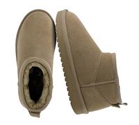 CUSHIONAIRE Hip-3 Genuine Suede Leather Ankle Boots for Women - Pull On Cozy Faux Fur Boots Womens Shoes with Comfortable Memory Foam, Moss Genuine Suede, 4.5 UK Wide