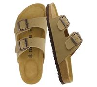 Cushionaire Lane Womens Cork Footbed Sandals Comfortable Double Buckle Genuine Suede Footbed Arch Support Sandals Women Shoes Taupe 35 EU