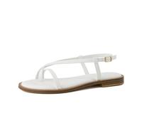 CUSHIONAIRE Luxor Sandals for Women, Strappy Flat Thong Womens Sandals with Adjustable Ankle Strap and Memory Foam, White, 3 UK