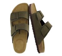 CUSHIONAIRE Men's Lynx Cork footbed Sandal with +Comfort, Olive Nubuck, 8 UK