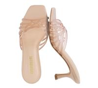 CUSHIONAIRE Naty Jelly Kitten Heels for Women, Chic Slip-On Mule Design with Modern Open Square Toe Womens Heels, Blush, 11