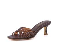 CUSHIONAIRE Naty Jelly Kitten Heels for Women, Chic Slip-On Mule Design with Modern Open Square Toe Womens Heels, Brown, 8