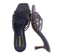 CUSHIONAIRE Naty Jelly Kitten Heels for Women, Chic Slip-On Mule Design with Modern Open Square Toe Womens Heels, Smoke, 6.5