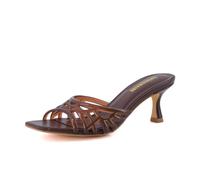 CUSHIONAIRE Naty Jelly Kitten Heels for Women, Chic Slip-On Mule Design with Modern Open Square Toe Womens Heels, Brown, 10