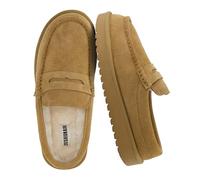 CUSHIONAIRE Ollie Cozy Genuine Suede Clogs for Women, Comfortable Slip-On Mule Loafers with Faux Fur Lining, Memory Foam Cushioning and Durable Rubber Sole, Chestnut, 4 UK