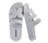 CUSHIONAIRE Orbit Waterproof EVA Womens Sandals -Comfortable Summer Slip On Slides for Women with Adjustable Buckle Strap, Light Gray, 4.5 UK