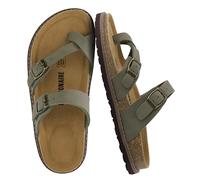 CUSHIONAIRE Pluto Cork Footbed Summer Sandals for Women Comfortable Slides with Adjustable Buckles, Toe Loop & Stitched Design - Stylish Slip On Women Footwear