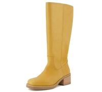 CUSHIONAIRE Sawyer Genuine Leather Tall Chunky Heel Womens Boots - Pull On Casual Knee High Boots for Women, Banana, 8 UK