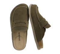 CUSHIONAIRE Wally Loafer-Style Suede Clogs for Men, Slip-On Backless Indoor Outdoor Mens Shoes with Cushioned Footbed, Olive, 9 UK