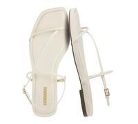 CUSHIONAIRE Women's Glory strappy flat sandal +Memory Foam and Wide Widths Available, White, 6.5 UK