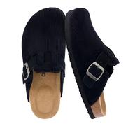 CUSHIONAIRE Women's Hana Cork Footbed Clog with +Comfort, Black Corduroy 6.5 UK
