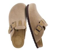 CUSHIONAIRE Women's Hana Cork Footbed Clog with +Comfort, Taupe Corduroy 4 UK