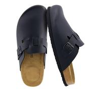 CUSHIONAIRE Women's Hana Cork Footbed Clog with +Comfort, Wide Widths Available, Black Nappa 4 UK