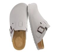 CUSHIONAIRE Women's Hana Cork Footbed Clog with +Comfort, Wide Widths Available, Ivory Vegan Suede 6 UK