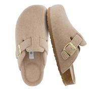 CUSHIONAIRE Women's Hana Cork Footbed Clog with +Comfort, Wide Widths Available, Sand Wool 5 UK