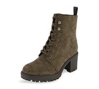 CUSHIONAIRE Women's James lace up Boot +Memory Foam, Wide Widths Available, Khaki Faux Suede 5.5 UK W