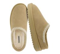 CUSHIONAIRE Women's Keto Slip-On Suede Mule Slipper - Cozy & Stylish, Memory Foam & Faux Fur Lining, Wide Widths Available, Biscuit, 6 UK