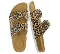 CUSHIONAIRE Women's Lane Cork Footbed Sandal with +Comfort, Leopard, 4 UKW