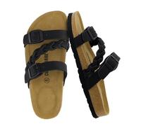 CUSHIONAIRE Women's Lizzy Cork Footbed Sandal with +Comfort and Wide Widths Available, Black 6 UK