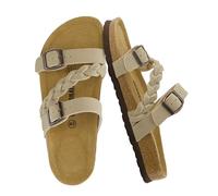 CUSHIONAIRE Women's Lizzy Cork Footbed Sandal with +Comfort and Wide Widths Available, Stone 4.5 UK