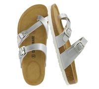 CUSHIONAIRE Women's Luna Cork Footbed Sandal with +Comfort, Silver, 4 UK