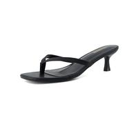 CUSHIONAIRE Women's Miami Kitten heel thong sandals +Memory Foam, Wide Widths Available, Ebony, 7 UK