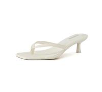 CUSHIONAIRE Women's Miami Kitten heel thong sandals +Memory Foam, Wide Widths Available, Ivory, 8.5 Wide