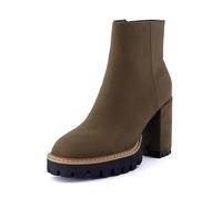 CUSHIONAIRE Women's Ringo platform heel boot +Memory Foam, Wide Widths Available, Olive, Wide