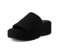 CUSHIONAIRE Women's Spin one Band Platform Sandal with +Memory Foam, Black Wool 6 UK