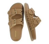 CUSHIONAIRE Women's Weaver Woven footbed sandal with +Comfort, Wide Widths Available, Tan, 7 Wide