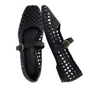 CUSHIONAIRE Women's Weston Woven Mary Jane Flat +Memory Foam, Wide Widths Available, Black Woven, 5 UK