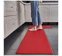 Cushioned Anti-Fatigue Mat, Non-Skid Waterproof Wipeable Thickened Comfort Standing Foam Mat - For Kitchen, Floor, Home, Office, Sink, Laundry (Size: 45cm × 120cm, Color: Red)
