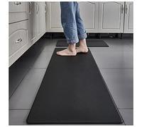 Cushioned Anti-Fatigue Mat, Non-Skid Waterproof Wipeable Thickened Comfort Standing Foam Mat - For Kitchen, Floor, Home, Office, Sink - Size:45cm × 180cm, Color:Black
