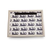 Cushioned Base Black Cat Lap Tray with Ipad Holder, Stylish Tray For Bedroom, Raised Rim Kitchen Tray Premier Housewares Black One Size