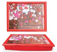 Cushioned Bean Bag laptray Home Laptop Tray Drinks Food Breakfast Lap Tray (Hearts Design)