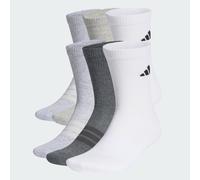 adidas Unisex CUSHIONED CREW SOCKS 6 PAIR PACK, white/light grey heather/medium grey heather/dark grey heather, 10.5-12.5