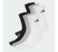 adidas Unisex CUSHIONED CREW SOCKS 6 PAIR PACK, White/Medium Grey Heather/Black, 4-5 Years