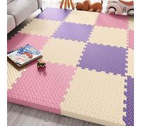 Cushioned Foam Floor Mats, Soft Play Pad Puzzle Play Pads Interlocking EVA Foam Floor Tiles - 30cm×30cm Each Tile Pet Mat, Exercise Matting for Kids Gym(Beige/Pink/Purple)