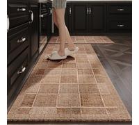 Cushioned kitchen mat 18x28 inch waterproof and anti slip design for use in kitchens, laundry rooms, offices, and entryways to reduce fatigue (Brown)