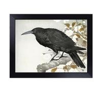 Cushioned Lap Tray with Bean Bag Base for Laptop & Eating - A Crow On The Blossom Tree By Ohara Koson Design | Padded Lap Desk for Sofa, Bed & Work | Portable TV Dinner & Breakfast Tray