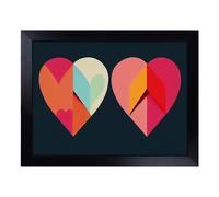 Cushioned Lap Tray with Bean Bag Base for Laptop & Eating - Abstract Art Love Heart Vol.2 Design | Padded Lap Desk for Sofa, Bed & Work | Portable TV Dinner & Breakfast Tray, Easy Clean Surface