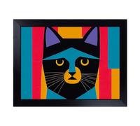 Cushioned Lap Tray with Bean Bag Base for Laptop & Eating - Abstract Cat No.1 Design | Padded Lap Desk for Sofa, Bed & Work | Portable TV Dinner & Breakfast Tray, Easy Clean Surface