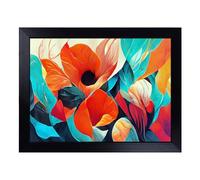 Cushioned Lap Tray with Bean Bag Base for Laptop & Eating - Abstract Floral Art Vol.6 Design | Padded Lap Desk for Sofa, Bed & Work | Portable TV Dinner & Breakfast Tray, Easy Clean Surface